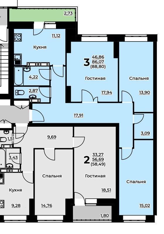 3-комнатная квартира 5