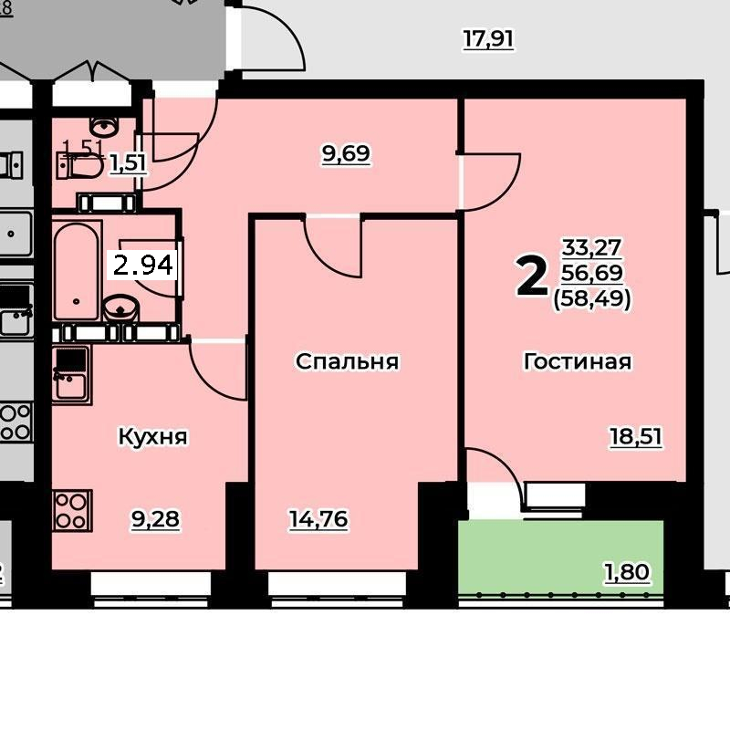2-комнатная квартира 2