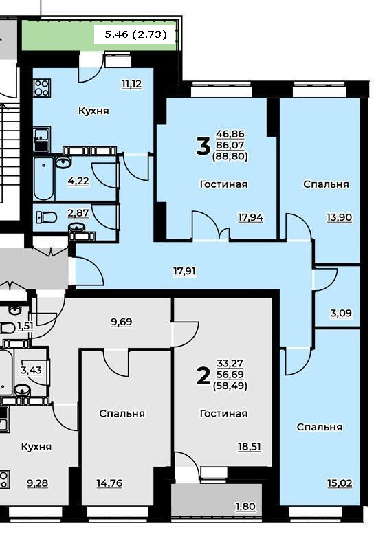 3-комнатная квартира 5