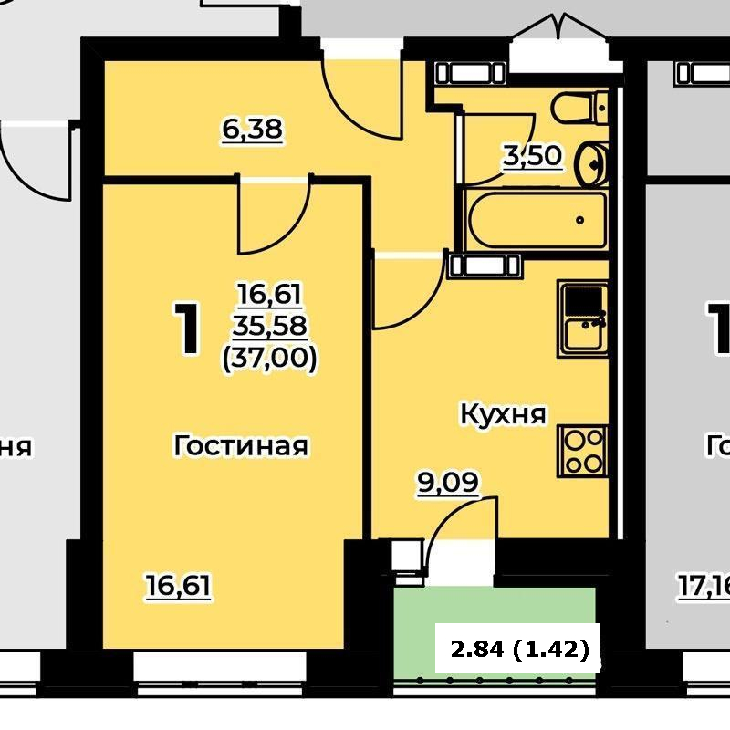 1-комнатная квартира 112